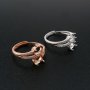 1Pcs Oval Prong Ring Settings Blank Adjustable 2 Stones Pave CS Stone Rose Gold Plated Solid 925 Sterling Silver DIY Bezel for Gemstone 1224045