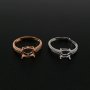 1Pcs Oval Prong Ring Settings Blank Adjustable Rose Gold Plated Solid 925 Sterling Silver DIY Pave Shank Bezel Tray for Gemstone 1224050