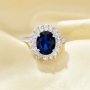 Halo Oval Simulated Sapphire Ring With 8x10MM Oval Sapphire,Solid 925 Sterling Silver Ring,September Birthstone Ring,Dainty Pave CZ Stone Ring 6220291