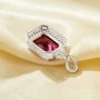 Rectangle Simulated Ruby Pendant With 8x10MM Rectangle Ruby,Solid 925 Sterling Silver Pendant Charm,July Birthstone Pendant 6150008