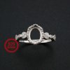 6x8MM Oval Bezel Ring Settings Antiqued Style Flower Frame Solid 925 Sterling Silver DIY Adjustable Ring for Gemstone 1222044