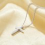 Minimalist Cross Pendant Necklace,Solid 925 Sterling Silver Pendant Necklace,Simple Cross Necklace 16''+2'' 6190102