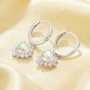 Heart Simulated Opal Hoop Earrings With 6MM Heart Color Change Simulated Opal,Solid 925 Sterling Silver Earring,October Birthstone Earrings 6370023