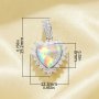 Heart Simulated Opal Pendant With 8MM Heart Color Change Simulated Opal,Solid 925 Sterling Silver Pendant Charm,October Birthstone Pendant 6170051