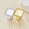 Keepsake Breastmilk Stainless Steel Square Bezel Adjustable Ring Settings, Gold Plated 304L Ring,0.5MM Deep DIY Ring Supplies 1294774