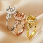 6x8MM Keepsake Breast Milk Resin Oval Prong Ring Settings Solid 925 Sterling Silver Rose Gold Plated Ring Supplies 1224118