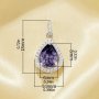 Pear Pendant With 6x8MM Pear Purple Cubic Zirconia,Solid 925 Sterling Silver Pendant Charm,Pave CZ Stone Pear Pendant 6130043