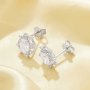 Vintage Studs Earring With 4x6MM Marquise White Cubic Zirconia,Solid 925 Sterling Silver Earring,Pave CZ Stone Earrings 6320038