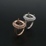 1Pcs 10x14MM Oval Double Halo Pave CZ Stone Vinatge Style Rose Gold Plated Solid 925 Sterling Silver Adjustable Prong Ring Settings Blank for Gemstone 1224029