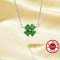 Lucky Four Leaf Clover Pendant Necklace With 4 Stone 4MM Heart Green Cubic Zirconia,Solid 925 Sterling Silver Necklace 16''+2'' 6170047