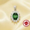 Luxury Oval Pendant With 6x8MM Oval Green Cubic Zirconia,Solid 925 Sterling Silver Pendant Charm,Vintage Styles CZ Stone Pendant 6120052