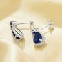 Vintage Styles Pear Simulated Sapphire Studs Earrings,Solid 925 Sterling Silver Earring,September Birthstone Earrings 6330008