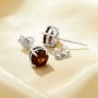 1Pair 6MM Natural Round Red Garnet Studs Earrings,Minimalist Solid 925 Sterling Silver Gold Plated Earrings,January Birthstone Earring 6310076