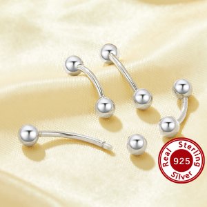 Simple Round Bead Belly Ring,Solid 925 Sterling Silver Belly Ring,Minimalist Round Bead Belly Ring,DIY Belly Ring Supplies 6790007