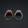 1Pcs 6x8MM Oval Double Halo Flower Pave CZ Stone Vinatge Style Rose Gold Plated Solid 925 Sterling Silver Adjustable Prong Ring Settings Blank for Gemstone 1224030