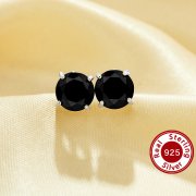 Minimalist Round Studs Earrings With 6MM Black Onyx,Solid 925 Sterling Silver Studs Earrings,Simple Earrings 6210286