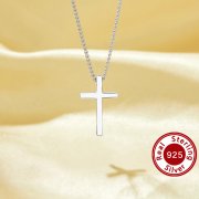 Minimalist Cross Pendant Necklace,Solid 925 Sterling Silver Pendant Necklace,Simple Cross Necklace 16''+2'' 6190102