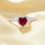 Dainty Halo Heart Simulated Ruby Ring With 6MM Heart Ruby,Solid 925 Sterling Silver Ring,July Birthstone Ring,Pave CZ Stone Ring 6270048