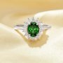 Vintage Oval Ring With 6x8MM Oval Green Cubic Zirconia,Solid 925 Sterling Silver Ring,Pave CZ Stone Oval Ring 6220292