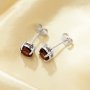 1Pair 6MM Natural Round Red Garnet Studs Earrings,Minimalist Solid 925 Sterling Silver Gold Plated Earrings,January Birthstone Earring 6310076