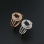 1Pcs 6x8MM Oval Prong Ring Settings Blank Adjustable Double Halo Pave CS Stone Rose Gold Plated Solid 925 Sterling Silver DIY Bezel for Gemstone 1224041