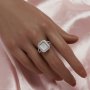 Keepsake Breast Milk Resin Halo Rectangle Bezel Ring Settings,Split Shank Solid 925 Sterling Silver Ring,CZ Birthstone Ring,DIY Ring Supplies 1294832