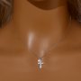 1PCS Cross White Cubic Zirconia Pendant Necklace,Solid 925 Sterling Silver Necklace,Dainty Pave CZ Stone Cross Necklace Chain 16''+2'' 6190086