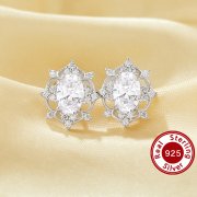 Vintage Studs Earring With 4x6MM Marquise White Cubic Zirconia,Solid 925 Sterling Silver Earring,Pave CZ Stone Earrings 6320038