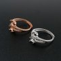 1Pcs Oval Prong Ring Settings Blank Adjustable 2 Stones Pave CS Stone Rose Gold Plated Solid 925 Sterling Silver DIY Bezel for Gemstone 1224045