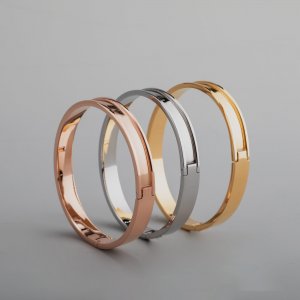 1Pcs 5MM Channel 1MM Depth Stainless Steel Gold Rose Gold Plated DIY Bracelet Bangle Settings for Leather 63MM Diameter 1900218