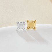 Keepsake Breastmilk Stainless Steel Round Bezel Earrings Settings, Gold Plated 304L Studs Earrings,0.5MM Deep DIY Supplies 1706155