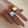 Keepsake Breastmilk Stainless Steel Square Bezel Adjustable Ring Settings, Gold Plated 304L Ring,0.5MM Deep DIY Ring Supplies 1294774