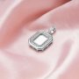 Keepsake Breast Milk Resin Rectangle Bezel Pendant Settings,Solid 925 Sterling Silver Pendant Charm,Art Deco Pendant,DIY Memory Jewelry Supplies 1431334