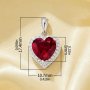 Heart Simulated Ruby Pendant With 8MM Heart Ruby,Solid 925 Sterling Silver Pendant Charm,july Birthstone Pendant,Pave CZ Stone Pendant 6170050