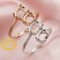Two Stones Oval Prong Ring Settings Solid 14K Gold Adjustable Ring Band for 6x8MM DIY Gemstone 1224017-1