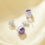 Minimalist Round Nature Purple Amethyst Studs Earrings,February Birthstone Solid 925 Sterling Silver Earring,Simple Round Studs Earrings 6310092