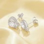 Dainty Heart Studs Earrings With 5MM Round White Cubic Zirconia,Solid 925 Sterling Silver Earring,Pave CZ Stone Earrings 6310093