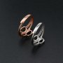 1Pcs Oval Prong Ring Settings Blank Adjustable 2 Stones Pave CS Stone Rose Gold Plated Solid 925 Sterling Silver DIY Bezel for Gemstone 1224045