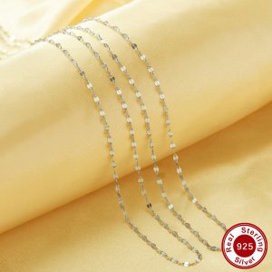 Sequin Chain Necklace,Solid 925 Sterling Silver Necklace,Simple Sequin Necklace,DIY Necklace Supplies 16\'\'+2\'\' 1322073