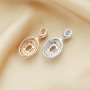 4x6MM Oval Prong Pendant Settings,Art Deco Solid 925 Sterling Silver Rose Gold Plated Charm,DIY Pendant Charm Tray 1421196