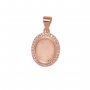 Keepsake Breast Milk Resin Halo Oval Bezel Pendant Blank Settings,Solid Back Solid 925 Sterling Silver Rose Gold Plated Charm,Pave Cz Stone Pendant 1421233