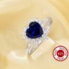 Luxury Heart Simulated Sapphire Ring With 8MM Heart Sapphire,Solid 925 Sterling Silver Ring,September Birthstone Ring,Dainty Pave CZ Stone Heart Ring 6270044