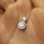 Halo Round Stone Pendant With 6MM White Cubic Zirconia,Solid 925 Sterling Silver Pendant Charm,Pave CZ Stone Pendant Charm 6110162