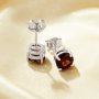 1Pair 6MM Natural Round Red Garnet Studs Earrings,Minimalist Solid 925 Sterling Silver Gold Plated Earrings,January Birthstone Earring 6310076