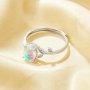 Tree Branch Leaf Oval Ring With 6x8MM Oval Color Change Simulated Opal,Solid 925 Sterling Silver Ring,Adjustable Ring,October Birthstone Ring 6220257