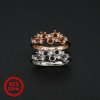 1Pcs 3MM Round Prong Ring Settings Blank 5 Stones Adjustable Rose Gold Plated Solid 925 Sterling Silver DIY Bezel Tray for Gemstone 1210075