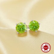 6MM Round Studs Earring With Natural Green Peridot Gemstone,Solid 925 Sterling Silver Studs Earring,August Birthstone Studs Earrings 6310078