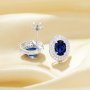 Luxury Oval Studs Earrings With 5x7MM Lab Created Sapphire,Solid 925 Sterling Silver Studs Earrings,September Birthstone Earrings 6310083