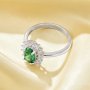 Vintage Oval Ring With 6x8MM Oval Green Cubic Zirconia,Solid 925 Sterling Silver Ring,Pave CZ Stone Oval Ring 6220292