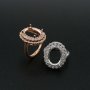 1Pcs 10x14MM Oval Double Halo Pave CZ Stone Vinatge Style Rose Gold Plated Solid 925 Sterling Silver Adjustable Prong Ring Settings Blank for Gemstone 1224029